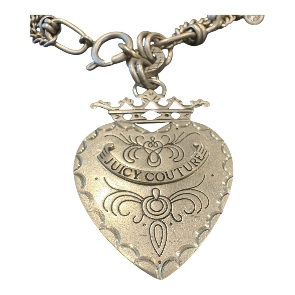 Juicy Couture “Stone Cold Juicy Girl” Heart Pendant Necklace Y2K Statement J12